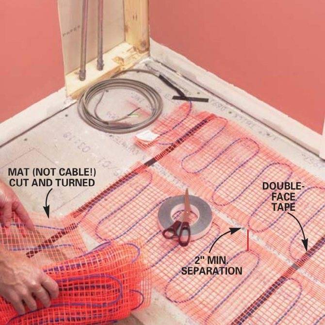Как сделать электрический теплый пол под плитку в ванной своими руками