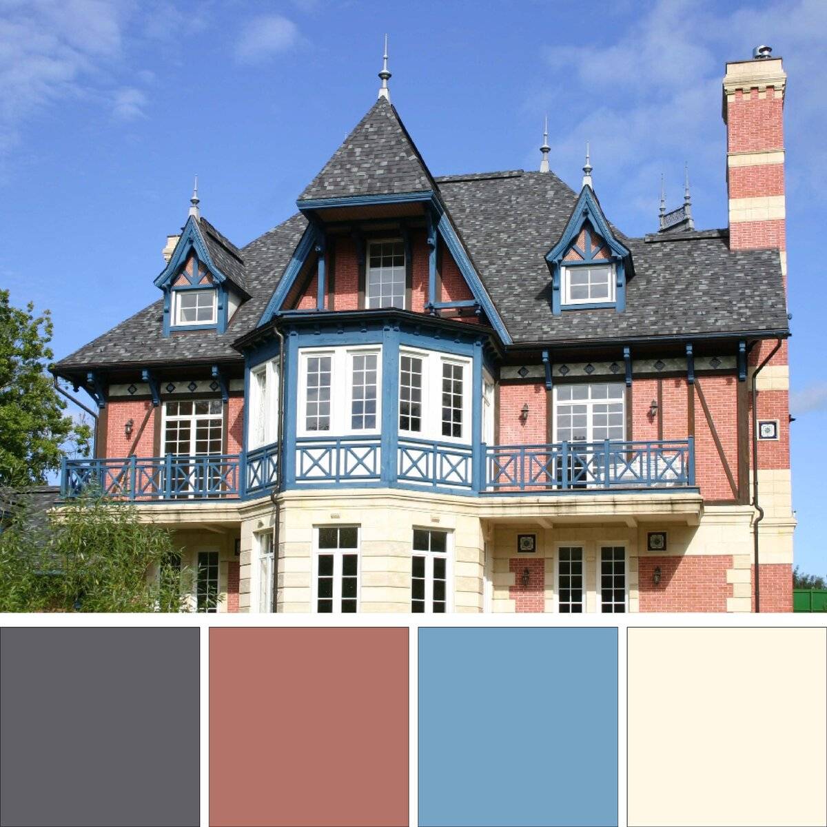Цвет фасада и крыши, сочетание, виды - фото примеров