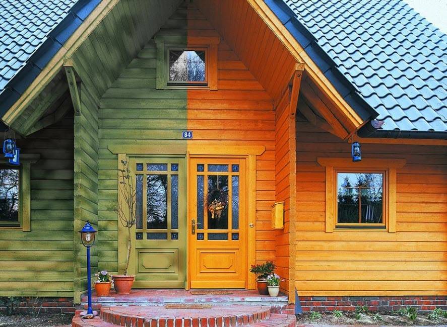 Покраска дома из профилированного бруса