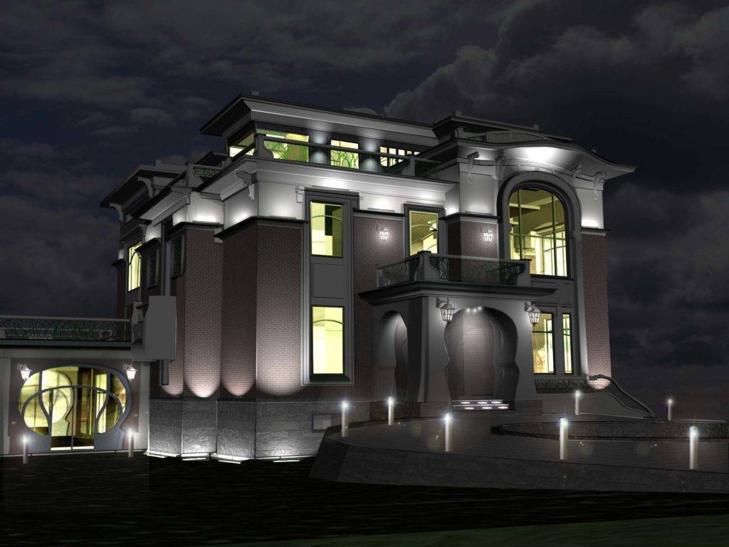 Архитектурная подсветка фасада частного дома