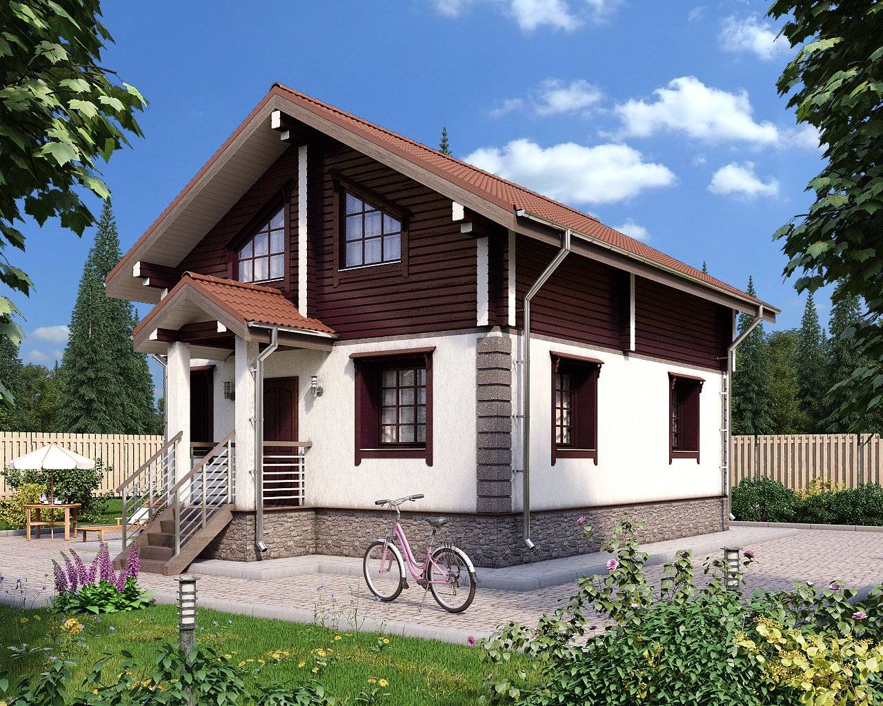 Фасад дома с мансардой фото частных домов - дачный сезон - interior-decors.ru